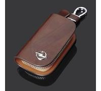XIAOBINGFA Leder Schlüsseletui für Opel Adam 2013-2019, Auto Schlüsseltasche Schlüsselanhänger Hülle Schlüsselmäppchen Autoschlüssel Abdeckung,Brown