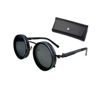 XIAOGUDONG Einstellbare Farbe Sonnenbrille, Herren 1-9 Gang einstellbar polarisiert Runde Strand Sonnenbrille, UV-Anti UV personalisierte Retro-Mode (mit Spiegel Etui),49 Black