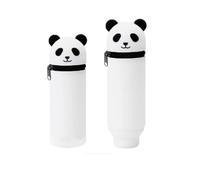 XIAOGUDONG Pencil Case，2 in 1 Soft Silicone Pencil Case，legami Pens，Kawaii Table Pen Holder, Soft Silicone School Pencil Case Zipper Closure, Retractable Capacity Pen Holder, H 19.8 cm,n