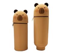 XIAOGUDONG Pencil Case，2 in 1 Soft Silicone Pencil Case，legami Pens，Kawaii Table Pen Holder, Soft Silicone School Pencil Case Zipper Closure, Retractable Capacity Pen Holder, H 19.8 cm,o