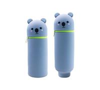 XIAOGUDONG Pencil Case，2 in 1 Soft Silicone Pencil Case，legami Pens，Kawaii Table Pen Holder, Soft Silicone School Pencil Case Zipper Closure, Retractable Capacity Pen Holder, H 19.8 cm,h