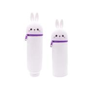 XIAOGUDONG Pencil Case，2 in 1 Soft Silicone Pencil Case，legami Pens，Kawaii Table Pen Holder, Soft Silicone School Pencil Case Zipper Closure, Retractable Capacity Pen Holder, H 19.8 cm,i