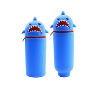 XIAOGUDONG Pencil Case，2 in 1 Soft Silicone Pencil Case，legami Pens，Kawaii Table Pen Holder, Soft Silicone School Pencil Case Zipper Closure, Retractable Capacity Pen Holder, H 19.8 cm,a