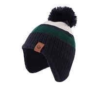 XIAOHAWANG Baby Mütze Winter Klassische Kindermütze Mädchen Jungen Warme Strickmütze mit Pompon Kleinkind Bommelmütze für Outdoor-Aktivitäten (4-7Jahren, Grün-Hut)