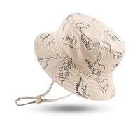 XIAOHAWANG Baby Sonnenmütze Jungen Sonnenhut UV Schutz Baby Mädchen Mütze Sommer Atmungsaktiv Kinder Fischerhut Mit Mesh-Futter (Khaki Dinosaurier, 2-4Jahen)