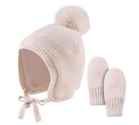 XIAOHAWANG Baby Wintermütze mit Ohren Warme Babymütze Baby Mädchen Jungen Winter Baby Mütze Handschuhe Ohrenklappen Mütze mit Fleece