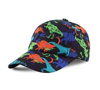 XIAOHAWANG Sommer Baseball Cap für Jungen Mädchen Verstellbar Sport Kappe Kinder Mit Dinosaurier-Stickerei Schirmmütze Kinder UV Schutz 2-6Jahren (Schwarz Dinosaur,52cm)