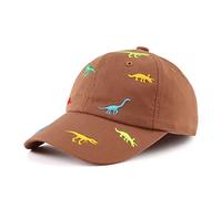 XIAOHAWANG Sommer Baseball Cap für Jungen Mädchen Verstellbar Sport Kappe Kinder Mit Dinosaurier-Stickerei Schirmmütze Kinder UV Schutz 2-6Jahren (Brauner Dinosaur,52cm)