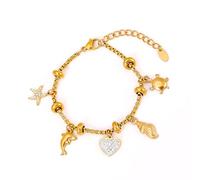 XIAOQENAN Verstellbares Armband mit Anhänger, Armband in Gold oder Stahl, elegant, mit Diamanten, schäumend, Anhänger mit lässigem Business-Schmuck, One Size, Wie beschrieben