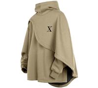 XIAOYAO Herren Poncho Cape Hoodie Techwear Kapuzenpullover Hip Hop Long Sleeve Streetwear Casual Rollkragen Pullover