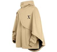 XIAOYAO Herren Poncho Cape Hoodie Techwear Kapuzenpullover Hip Hop Long Sleeve Streetwear Casual Rollkragen Pullover