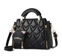 XIAOYU Mode Geldbörsen und Handtaschen für Frauen Damen Leder Top Griff Satchel Schultertaschen Kleine Totes, Schwarze Blase