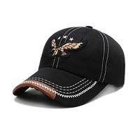 XibeiTrade Baseballkappe mit Adler-Krempe, aus Baumwolle, für Sport, Outdoor, Freizeit, Baumwolle Gr. M, Schwarz
