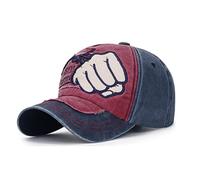 XibeiTrade Fashion Fist Stickerei Baseball Cap für Damen Herren Sport Outdoor Washed Cotton Hat Gr. M, weinrot