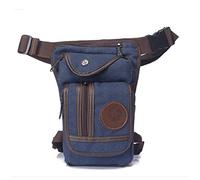 Xieben Leinwand Drop Bein Tasche für Herren Frauen Taille Gürteltasche Bauchtasche Motorrad Radfahren Reise Im Freien Sport Gammler Blau