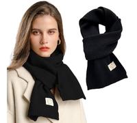 Xifrika Damen-Strickschal ohne Fransen in der Farbe Schwarz - Weich, Warm, Elegant und Kratzfrei. Winterschal in Größe 160x20 cm für den Alltag.