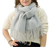 Xifrika langer Damenschal mit Fransen in Braun-Beige - weiches, warmes und elegantes Tuch, Schalgröße 200x64 cm. Warm und ideal für den Winter