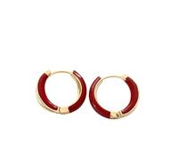 XIGAWAY Emaille-Creolen, bunte Emaille-gefüllte Ohrmanschetten, grün-weiß-rot, leichte Legierungs-Ohrringe für Damen, einfacher Stil, S, Metall, Kein Edelstein