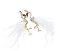 XIGAWAY Flamingo-Tier-Tropfen-Ohrringe für Damen, Strass-Nieten, Legierung, baumelnde Ohrringe (8 x 6,5 cm, 19,25 g), S, Metall, Kein Edelstein