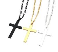 XIGAWAY Halskette mit Kreuz-Anhänger aus Edelstahl für Herren, Titanstahlkette, Gold, Silber, Schwarz, Silberfarben, Schmuckgeschenk, 1, Edelstahl, Kein Edelstein