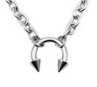 XIGAWAY Halskette mit Nasenklammer-Anhänger für Damen, 45 cm, Edelstahlkette mit geometrischem Kreis-Charm, britischer Retro-Stil, Farbe 705 und 706, 1, Metall, Kein Edelstein