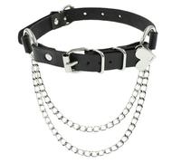 XIGAWAY Herz Choker Halskette für Frauen Asymmetrische Halsband Halskette mit Lederband und Legierung Anhänger Verstellbar 21-50cm Schwarz Rot Rosa Choker Trendy Daily Wear, 1, Kortex, Kein Edelstein