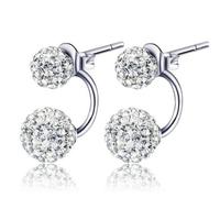 XIGAWAY Kristallkugel-Ohrstecker für Damen, Silberlegierung, minimalistische Kugel-Ohrringe, 2,8 x 1,1 cm, zierlicher funkelnder Ohrschmuck, Winter 2025, natürlicher Stil