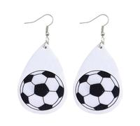 XIGAWAY Leder Teardrop Ohrringe für Frauen Sport Ball Design Baumeln Ohrringe Handgemachte Kunstleder Urlaub Ohr Zubehör, S, Kunstleder, Kein Edelstein