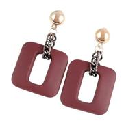 XIGAWAY Quadratische Ohrringe für Damen, Acryl, geometrische Statement-Ohrringe mit Kette, bunter großer Ohrstecker, S, Acryl, Kein Edelstein