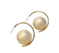 XIGAWAY Vintage-Perlen-Ohrstecker für Damen, große Kunstperlen, goldfarben, silberfarben, geometrisches Statement-Schmuckgeschenk, Klein, Kunstperlen, Kein Edelstein
