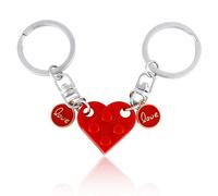 XIHIRCD 2 Stück Schlüsselanhänger Herz Set, Abnehmbar Schlüsselanhänger Paar Passender Herz-Schlüsselanhänger Herz-Freundschafts-Schlüsselanhänger für Liebhaber Süße Geschenke Valentinstag (Rot)