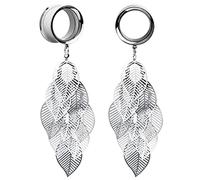 XINHE 1 Paar Laub Anhänger Edelstahl Tunnel Ohr Stecker Schraube-fit Ohr Messgeräte Ohr Pircing Expansores Oreja Schmuck,10mm