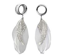 XINHE 1 Paar Ohr Tunnel Stecker Edelstahl Ohr Lehren Flesh Piercing Feder Flügel Anhänger Ohr ExpanderEar Reibahle Expansores Oreja,6mm (2g)