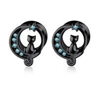 XINHE 1 Paar Schraube Ohr Tunnel Tunnel Stopfen Edelstahl Niedliche Katze Ohr Messgeräte Expander Stretcher Retro Piercing Schmuck,Schwarz,8mm(0g)