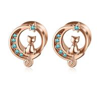 XINHE 1 Paar Schraube Ohr Tunnel Tunnel Stopfen Edelstahl Niedliche Katze Ohr Messgeräte Expander Stretcher Retro Piercing Schmuck,Gold,10mm(00g)