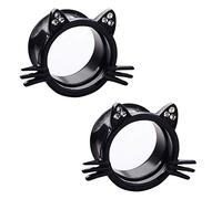 XINHE 1 Paar Schraube Ohr Tunnel Tunnel Stopfen Edelstahl Niedliche Katze Ohr Messgeräte Expander Stretcher Retro Piercing Schmuck,Schwarz,8mm(0g)
