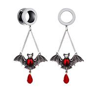 XINHE 2 Stück Edelstahl Ohr Piercing Körper Schmuck Ohrringe Ohr Stecker Tunnel Ohr Erweiterungen Ohr Reibahle Ohr Dilations Gothic Bat,E,6mm