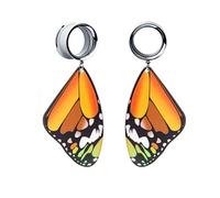 XINHE 2 Stück Edelstahl Ohr Piercing Ohrringe Ohr Stecker Tunnel Schmetterling Baumeln Ohr Erweiterungen Ohr Reibahle Ohr Dilations,A,6mm (2g)