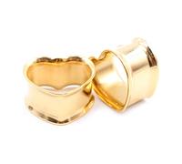 XINHE 2 Stück Piercing Ohr Tunnel Set 316L Edelstahl Superdünn Herzförmig Double Flared Tunnel Plug Punk Mann Unisex 8-25mm,Gold,12mm(1/2")