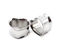 XINHE 2 Stück Piercing Ohr Tunnel Set 316L Edelstahl Superdünn Herzförmig Double Flared Tunnel Plug Punk Mann Unisex 8-25mm,Silber,10mm(00g)