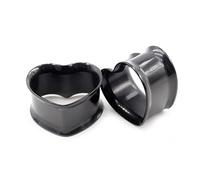 XINHE 2 Stück Piercing Ohr Tunnel Set 316L Edelstahl Superdünn Herzförmig Double Flared Tunnel Plug Punk Mann Unisex 8-25mm,Schwarz,10mm(00g)