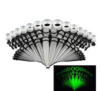 XINHE Dehnstäbe Tunnel Set Ohr Dehnstab Expander Plug Set 1.6-10mm Leuchten im Dunkeln mit Flesh Silikon Ohr Tunnel Piercing Set 50 stück,001