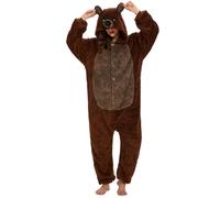 Xinlong Pyjamas Onesies Cosplay Schlafanzug Herren Lang mit Kapuze Taschen Tier Bär Cosplay Kostüm Karneval Jumpsuit Oversized Tieroutfit Sleepwear