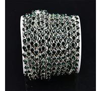 Xinmili 9,1 m/Rolle Kristall-Strass-Steine, Glitzersteine, runde Krallen, Haken nicht an Kleidung, Kette mit Körbchenkette, AB-Krallenkette, Nähen, Handwerk, 3 mm - 4 mm, Kristallstein (4 mm, grün)