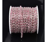 Xinmili 9,1 m/Rolle Kristall-Strass-Steine, runde Krallen, Haken nicht an Kleidung, Kette mit Körbchenkette, AB-Krallenkette, Nähen, Handwerk, 3 mm - 4 mm, Kristallstein (3 mm, Rosa)