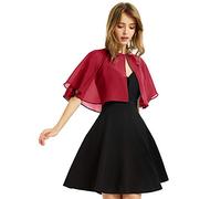 XinQi Damen Soft Chiffon Schal Wraps Shrug für Abendkleid Hochzeit Cape Bolero Flapper Cover Up - Rot - Einheitsgröße