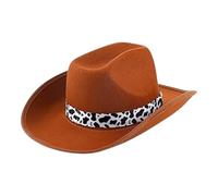 Xinsheinelry Fedoras Hut Panama Hut Maillard Festlicher Kuhdruck für Damen Herren Foto Requisiten Western für Männer Frauen Unisex Tragen, Schwarz , S/L