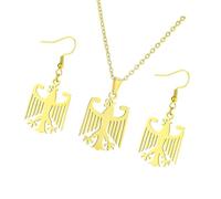 Xinsheinelry Modischer deutscher Adler Anhänger und Ohrstecker Ohrringe Set Edelstahl Accessoires für Damen und Herren Mode Edelstahl Accessoires, One Size, Wie beschrieben, Wie beschrieben