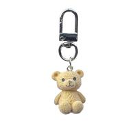 Xinsheinelry Niedlicher Cartoon-Bär-Ringe, trendiger Harz-Schlüsselanhänger, Verzierung, tragbarer Ring-Anhänger für Frauen und Mädchen, brauner Halter, khaki, One size