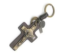 Xinsheinelry Pu Leder Crucifix Charm Keychain Religiöse Schlüssel Ringe Bag Anhänger Geldbeutel Accessoire Handmade Schlüsselring Für Den Täglichen Gebrauch